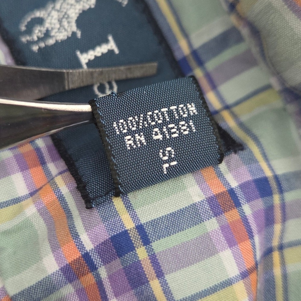 Ralph‎ Lauren Button Down Shirt Green Multi Plaid Cotton Mens L - Picture 6 of 7